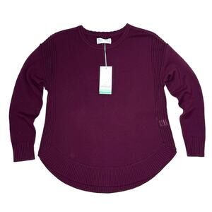 Aventura Callisto Sweater L Large Pima Cotton Merino Wool Barolo Wine Curved Hem